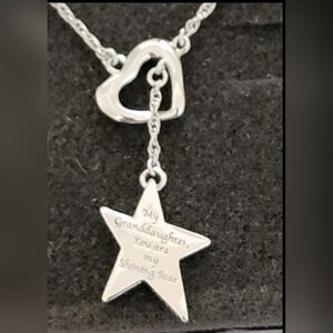 NEW Bradford Exchange 925 Star w/Diamond Chip Hearts Granddaughter Inscription